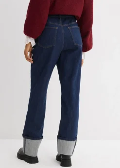 bonprix bonprix Vaqueros rectos holgados de talle alto Azul oscuro denim Best