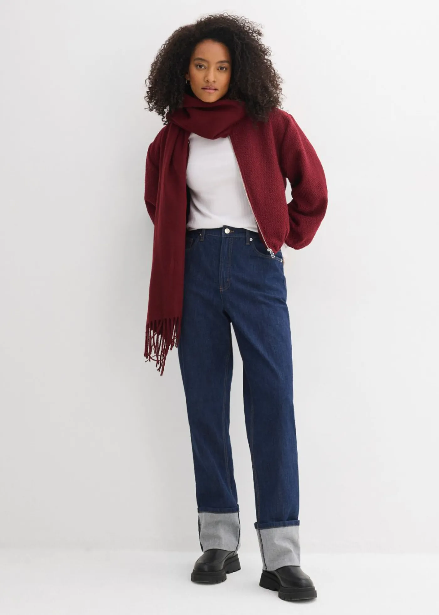 bonprix bonprix Vaqueros rectos holgados de talle alto Azul oscuro denim Best