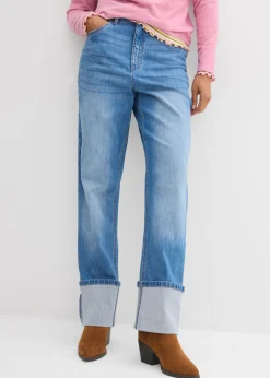 bonprix bonprix Vaqueros rectos holgados de talle alto azul medio denim usado Discount