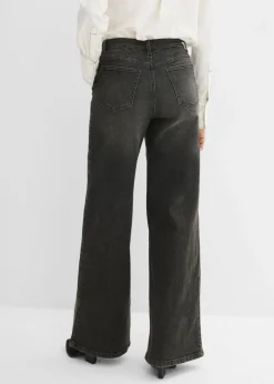 bonprix bonprix Vaqueros rectos holgados de talle alto negro denim-beige-kaki usado