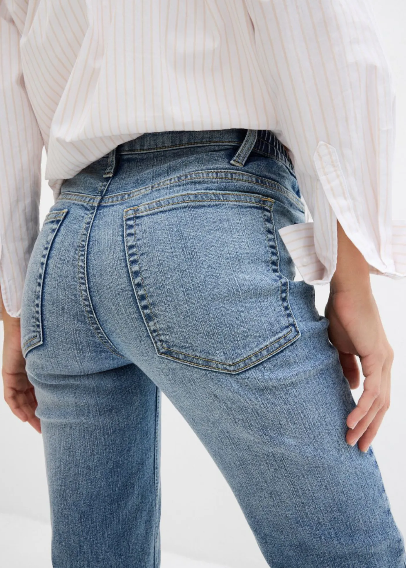 bonprix bonprix Vaqueros rectos premamá 2 en 1 para durante y después del embarazo Denim medio Discount
