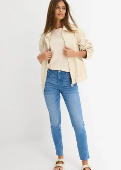 bonprix bonprix Vaqueros skinny con corte cropped y talle alto Denim claro usado Sale