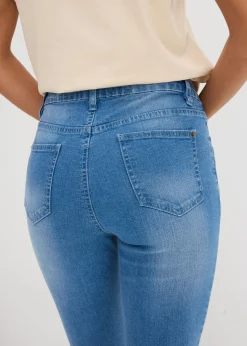 bonprix bonprix Vaqueros skinny con corte cropped y talle alto Denim claro usado Sale