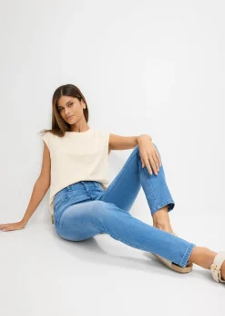 bonprix bonprix Vaqueros skinny con corte cropped y talle alto Denim claro usado Sale