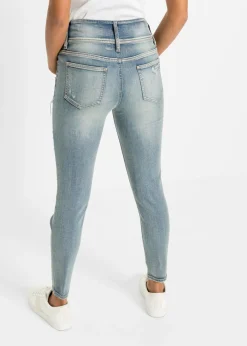 bonprix bonprix Vaqueros skinny, high waist, elásticos Denim claro con intenso desgastado Hot