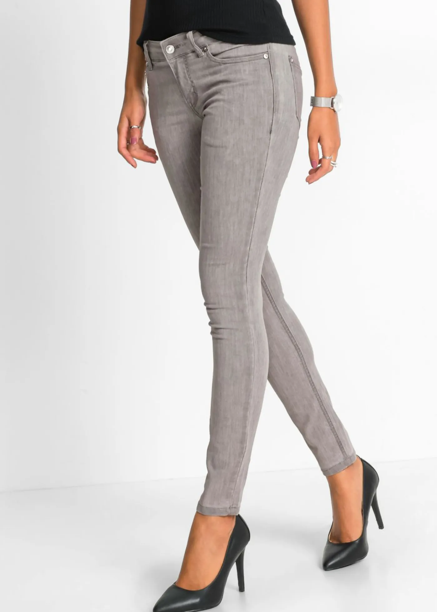 bonprix bonprix Vaqueros skinny, mid waist, elásticos Gris claro Outlet