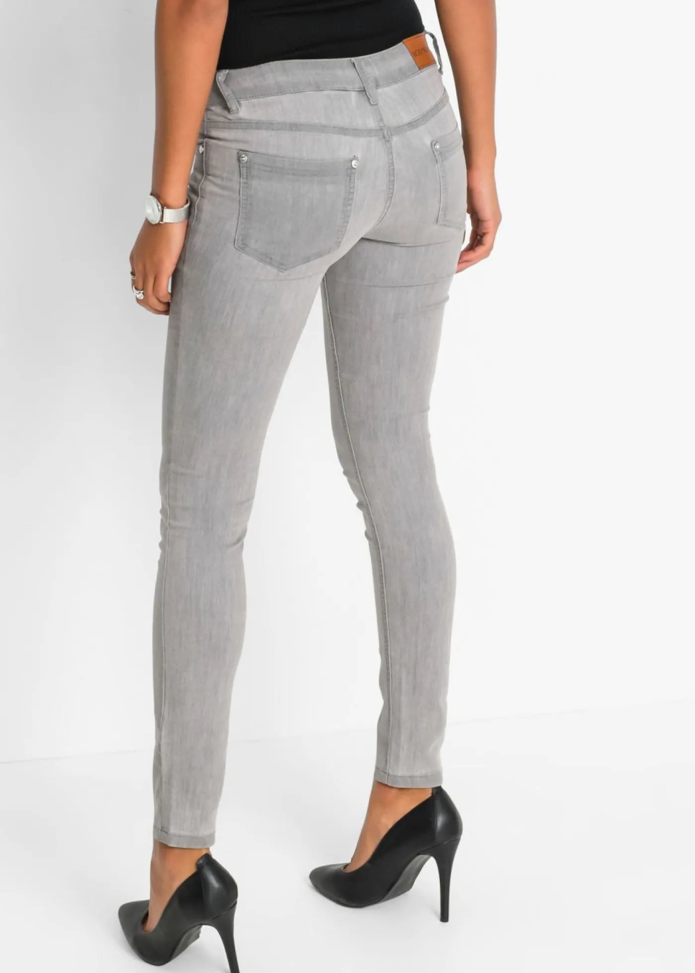 bonprix bonprix Vaqueros skinny, mid waist, elásticos Gris claro Outlet