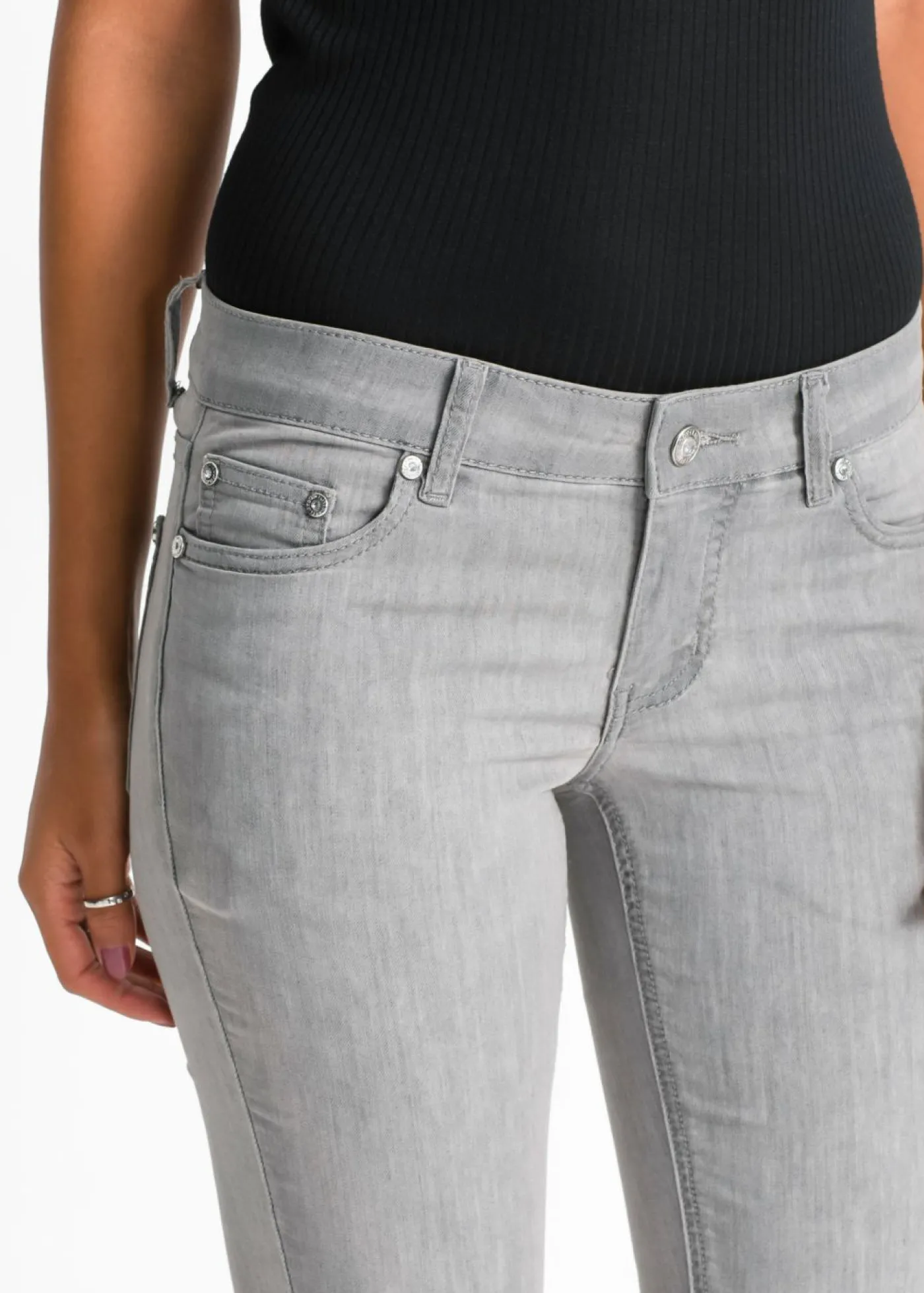 bonprix bonprix Vaqueros skinny, mid waist, elásticos Gris claro Outlet