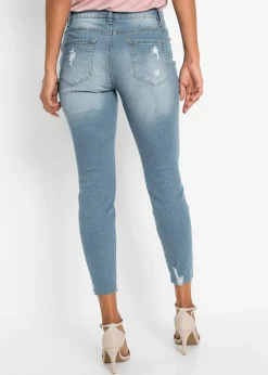 bonprix bonprix Vaqueros skinny, mid waist, elásticos Denim claro de flores Sale