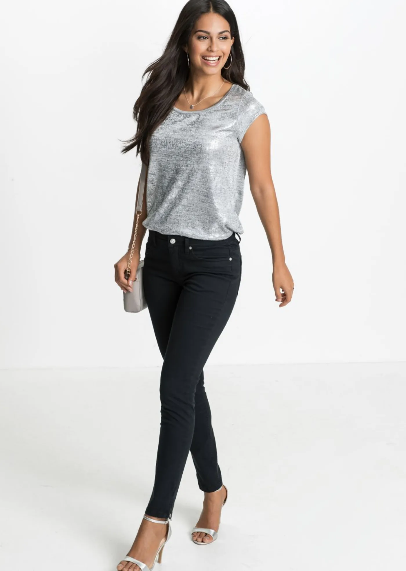 bonprix bonprix Vaqueros skinny, mid waist, cropped Negro Discount