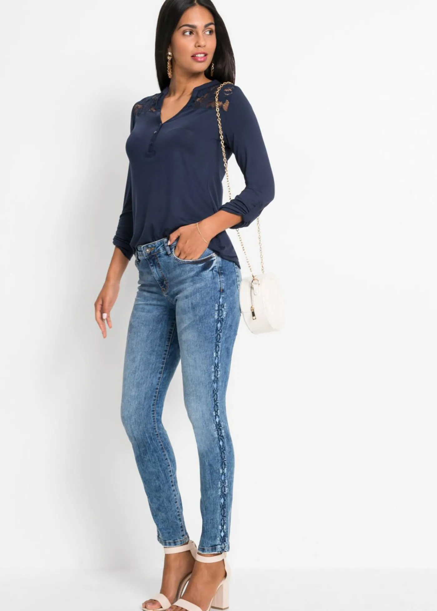 bonprix bonprix Vaqueros skinny, mid waist, elásticos Denim