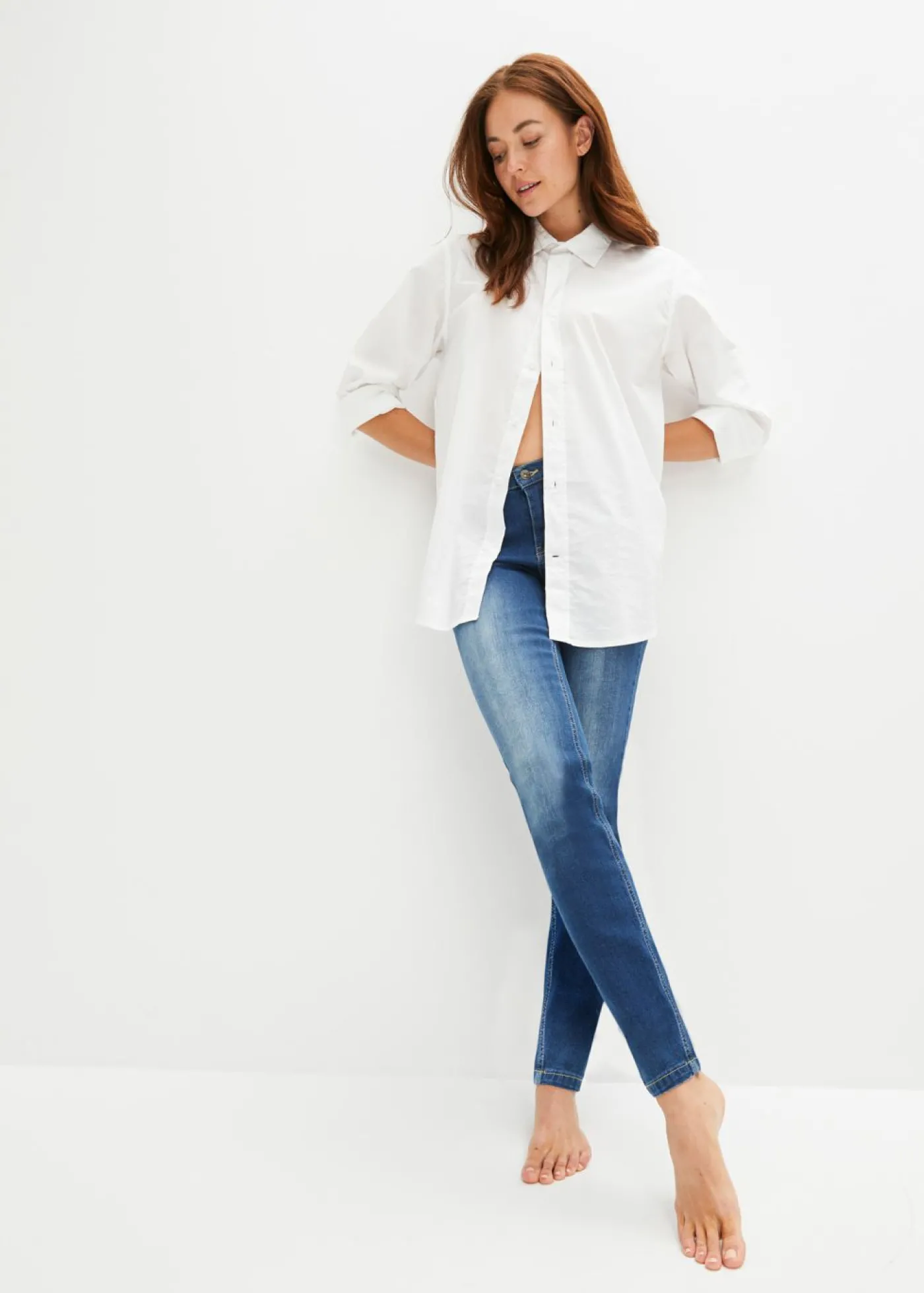 bonprix bonprix Vaqueros skinny, mid waist, elásticos Denim Discount