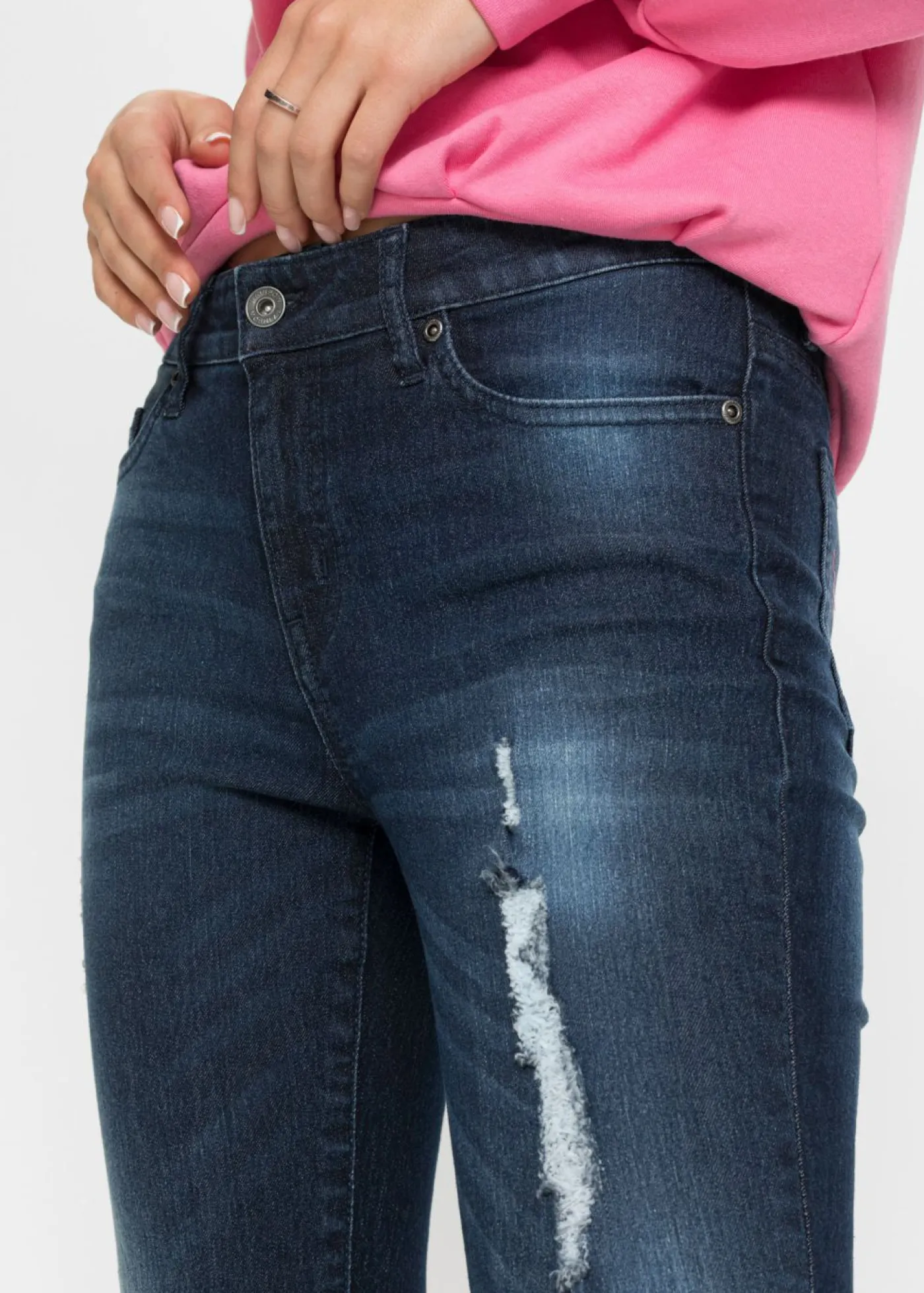 bonprix bonprix Vaqueros skinny, mid waist, elásticos Azul oscuro denim Online