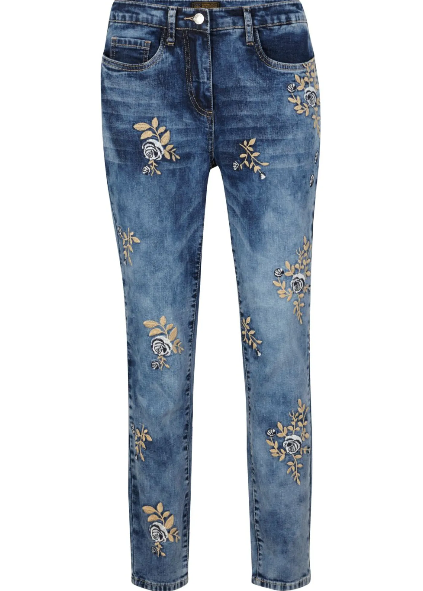 bonprix bonprix Vaqueros slim fit, con bordado de flores Denim Best