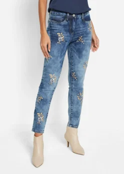 bonprix bonprix Vaqueros slim fit, con bordado de flores Denim Best