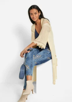 bonprix bonprix Vaqueros slim fit, con bordado de flores Denim Best