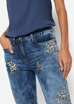 bonprix bonprix Vaqueros slim fit, con bordado de flores Denim Best