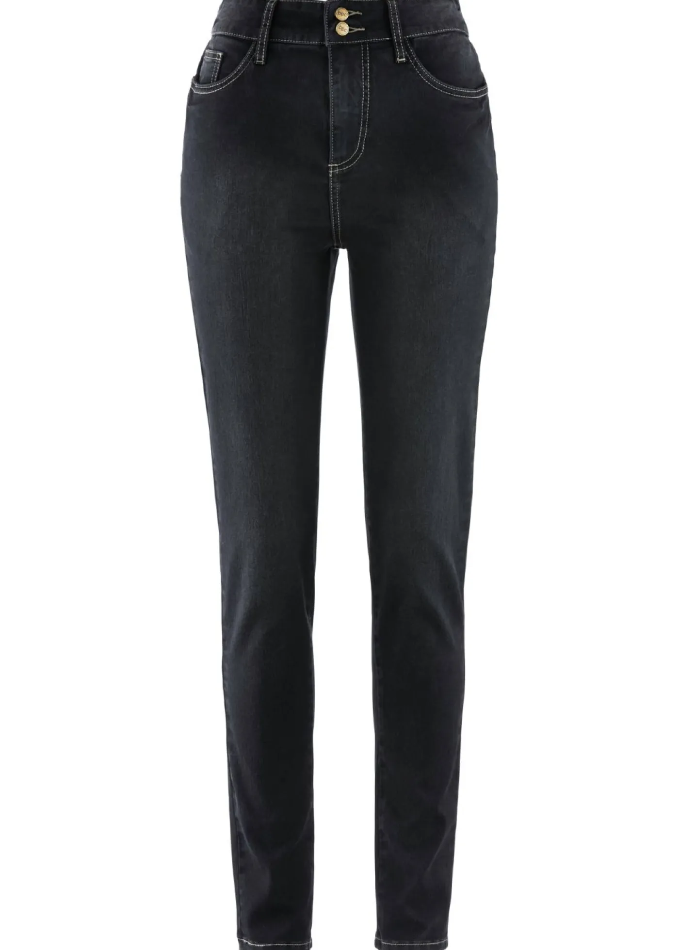 bonprix bonprix Vaqueros slim fit, high waist, súper elásticos Denim negro desgastado Hot
