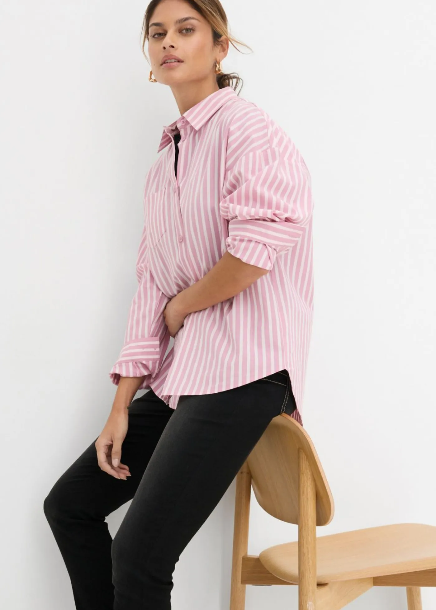 bonprix bonprix Vaqueros slim fit, high waist, súper elásticos Denim negro desgastado Hot
