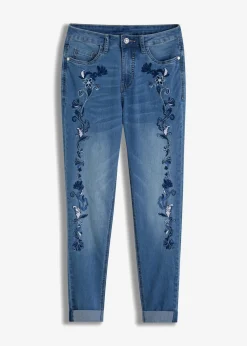 bonprix bonprix Vaqueros slim fit, mid waist, cropped Denim claro de flores New