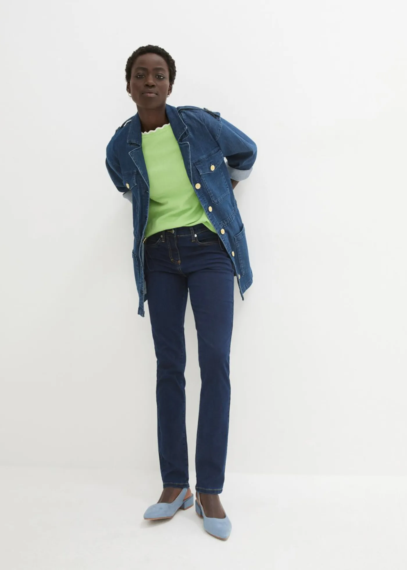 bonprix bonprix Vaqueros slim fit, mid waist, súper elásticos denim oscuro Discount