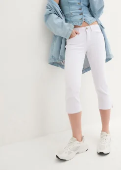bonprix bonprix Vaqueros slim fit, talle medio, cropped Sarga blanca Clearance