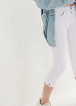 bonprix bonprix Vaqueros slim fit, talle medio, cropped Sarga blanca Clearance