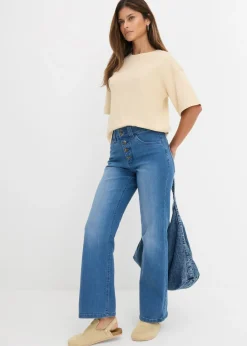 bonprix bonprix Vaqueros straight, high waist, elásticos Azul piedra usado Best