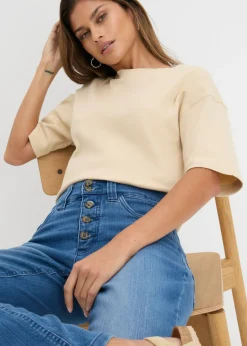 bonprix bonprix Vaqueros straight, high waist, elásticos Azul piedra usado Best