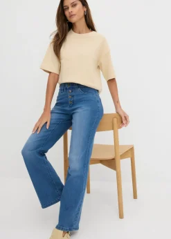 bonprix bonprix Vaqueros straight, high waist, elásticos Azul piedra usado Best