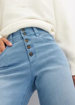 bonprix bonprix Vaqueros straight, high waist, elásticos Blanco lana New