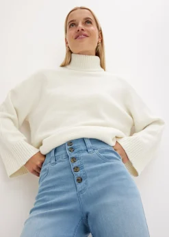bonprix bonprix Vaqueros straight, high waist, elásticos Blanco lana New