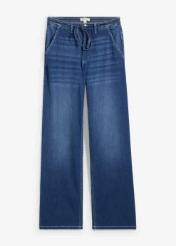 bonprix bonprix Vaqueros straight, loose fit, high waist, con cintura cómoda Denim desgastado Discount