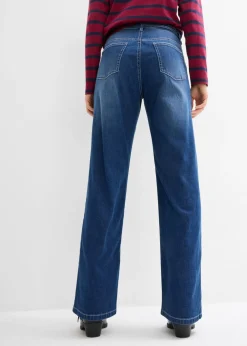 bonprix bonprix Vaqueros straight, loose fit, high waist, con cintura cómoda Denim desgastado Discount