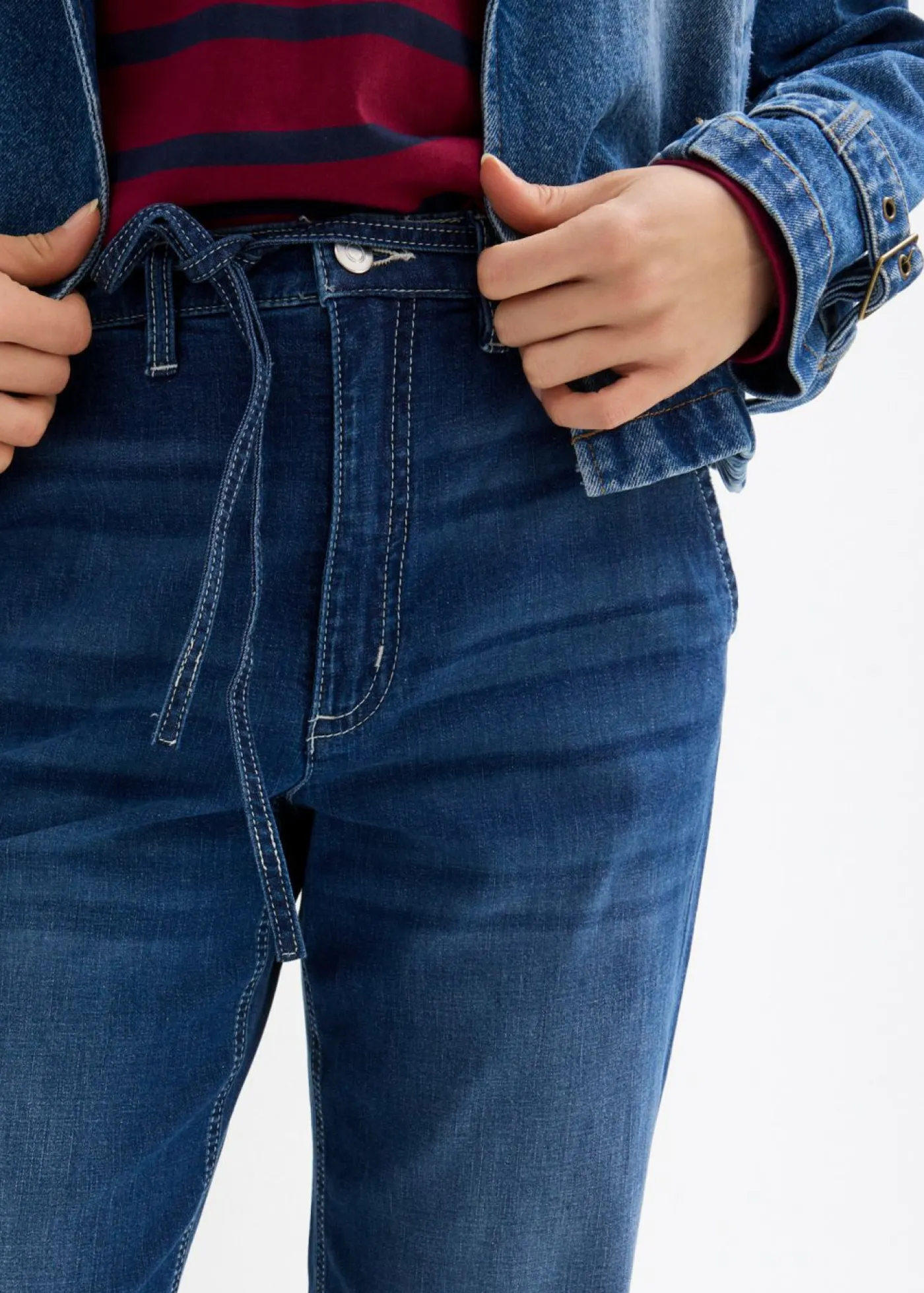 bonprix bonprix Vaqueros straight, loose fit, high waist, con cintura cómoda Denim desgastado Discount