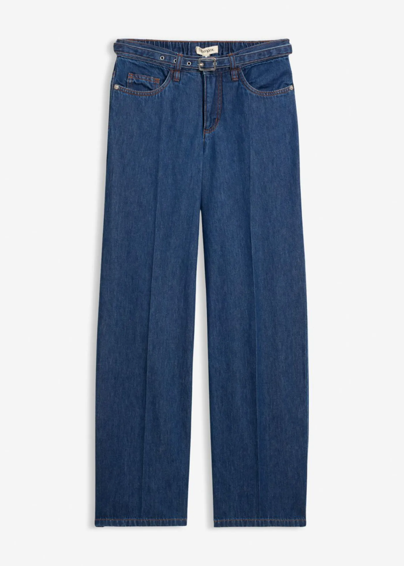 bonprix bonprix Vaqueros straight, loose, mid waist, de algodón Azul oscuro denim Online