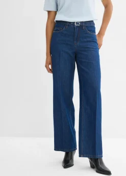 bonprix bonprix Vaqueros straight, loose, mid waist, de algodón Azul oscuro denim Online