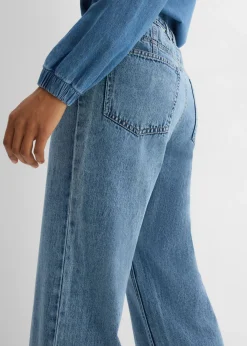 bonprix bonprix Vaqueros straight, loose, mid waist, de algodón azul claro denim usado New