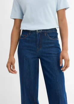 bonprix bonprix Vaqueros straight, loose, mid waist, de algodón Azul oscuro denim