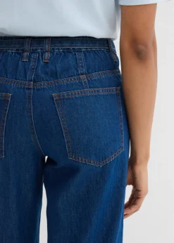 bonprix bonprix Vaqueros straight, loose, mid waist, de algodón Azul oscuro denim