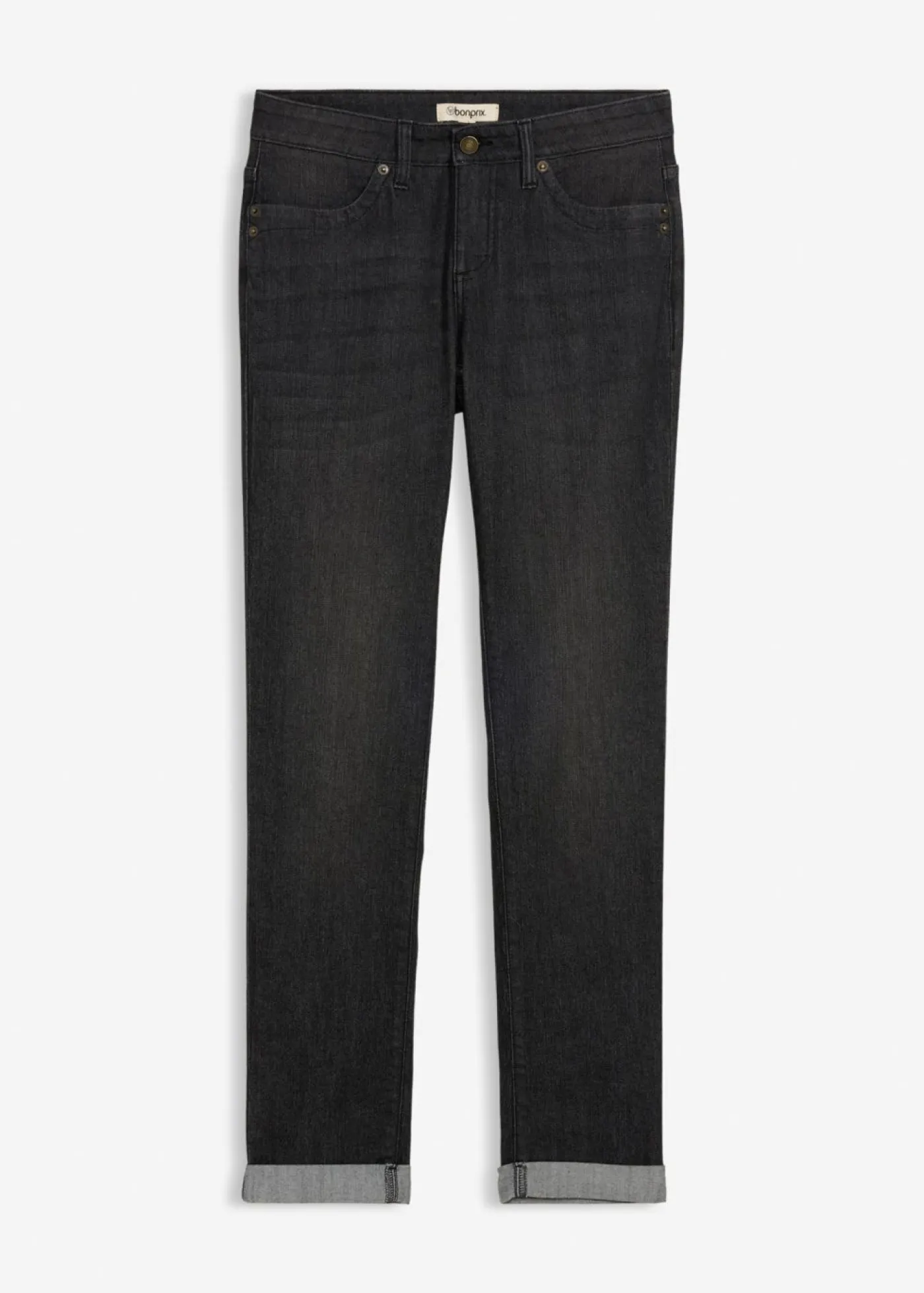 bonprix bonprix Vaqueros straight, mid waist, elásticos Negro denim
