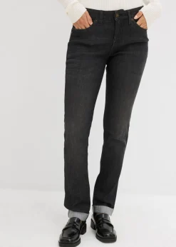 bonprix bonprix Vaqueros straight, mid waist, elásticos Negro denim