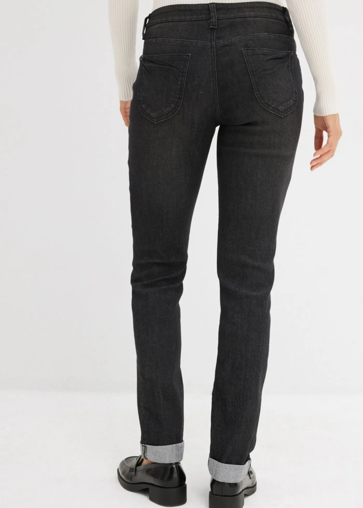 bonprix bonprix Vaqueros straight, mid waist, elásticos Negro denim