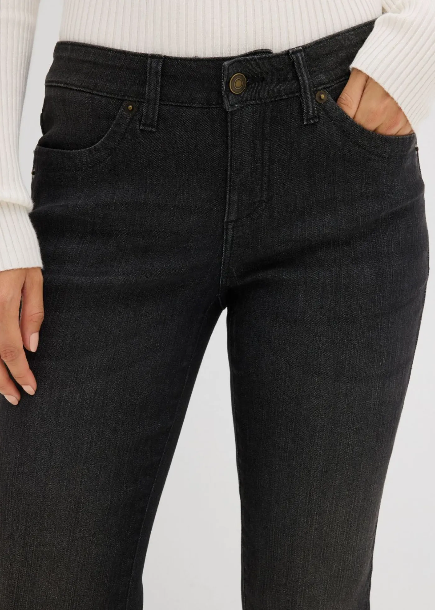 bonprix bonprix Vaqueros straight, mid waist, elásticos Negro denim