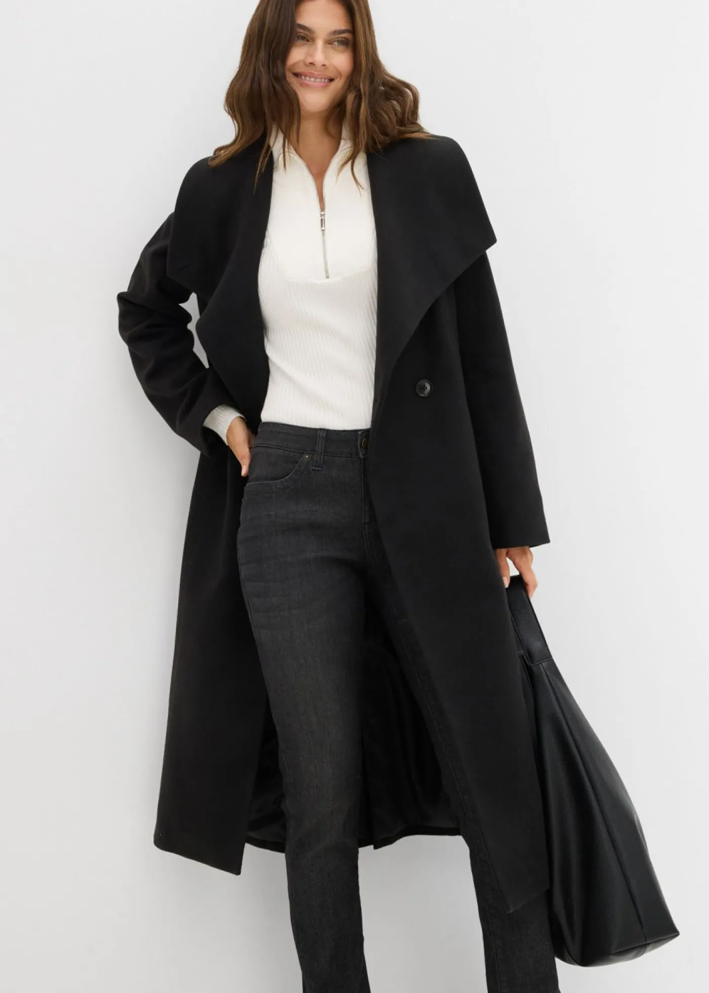bonprix bonprix Vaqueros straight, mid waist, elásticos Negro denim