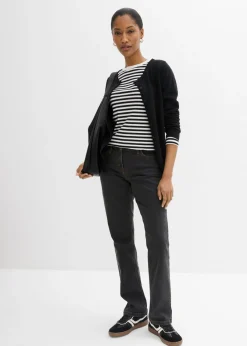 bonprix bonprix Vaqueros straight, mid waist, elásticos Negro Sale