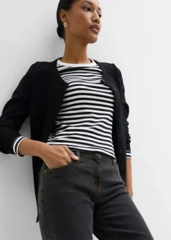 bonprix bonprix Vaqueros straight, mid waist, elásticos Negro Sale