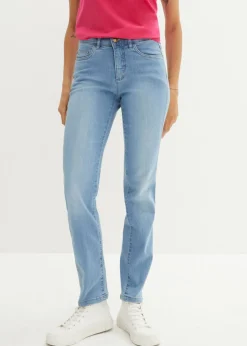 bonprix bonprix Vaqueros straight, mid waist, elásticos azul claro denim usado