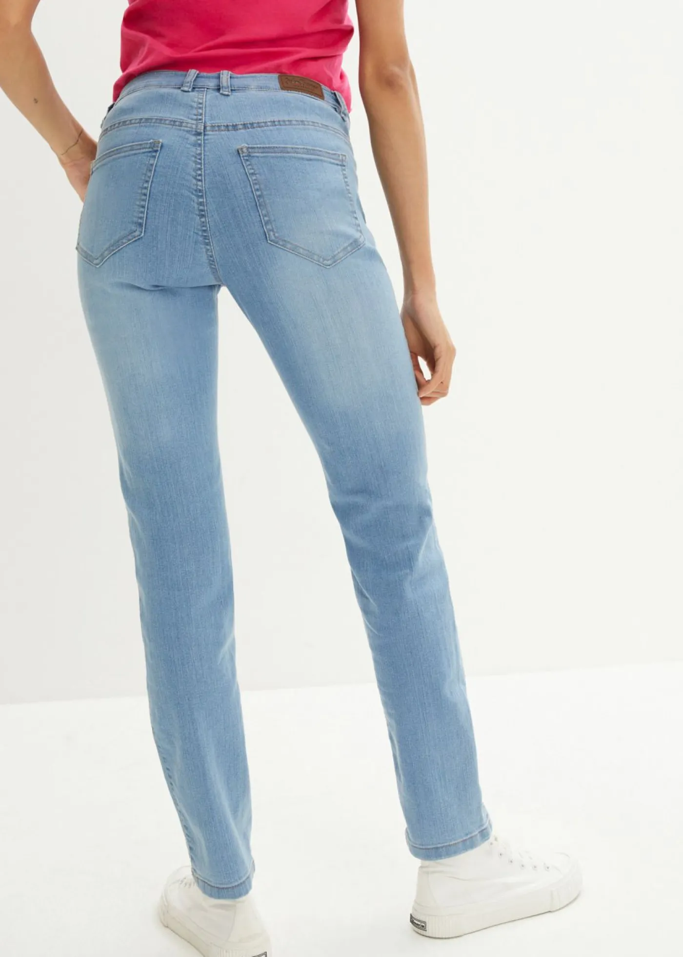 bonprix bonprix Vaqueros straight, mid waist, elásticos azul claro denim usado
