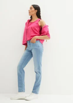 bonprix bonprix Vaqueros straight, mid waist, elásticos azul claro denim usado